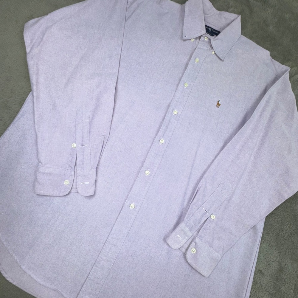 Polo Ralph Lauren Blake Shirt Mens L Purple Excellent Cotton Oxford Button Down